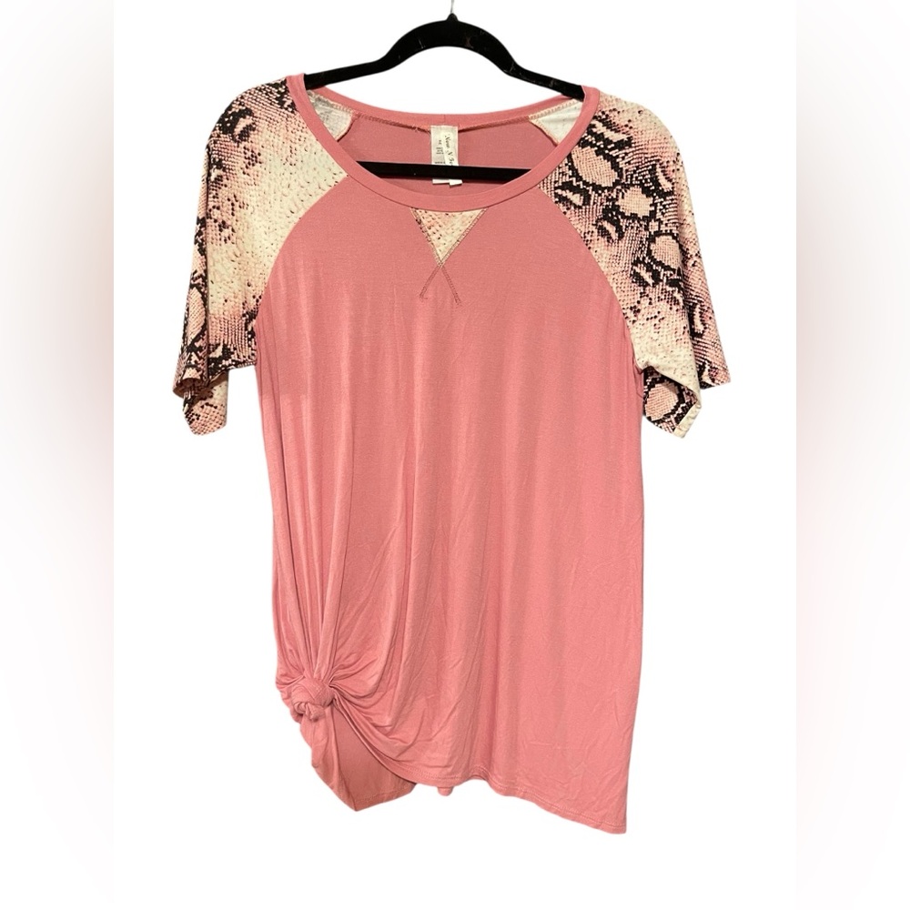 Snake Print Pink Baseball Tee - Picture 2 of 3